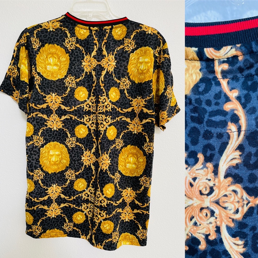 FRESH PRINTS of BEL-AIR Italian Designer Style Baroque LIONS Head SHIRT L - Picture 2 of 12